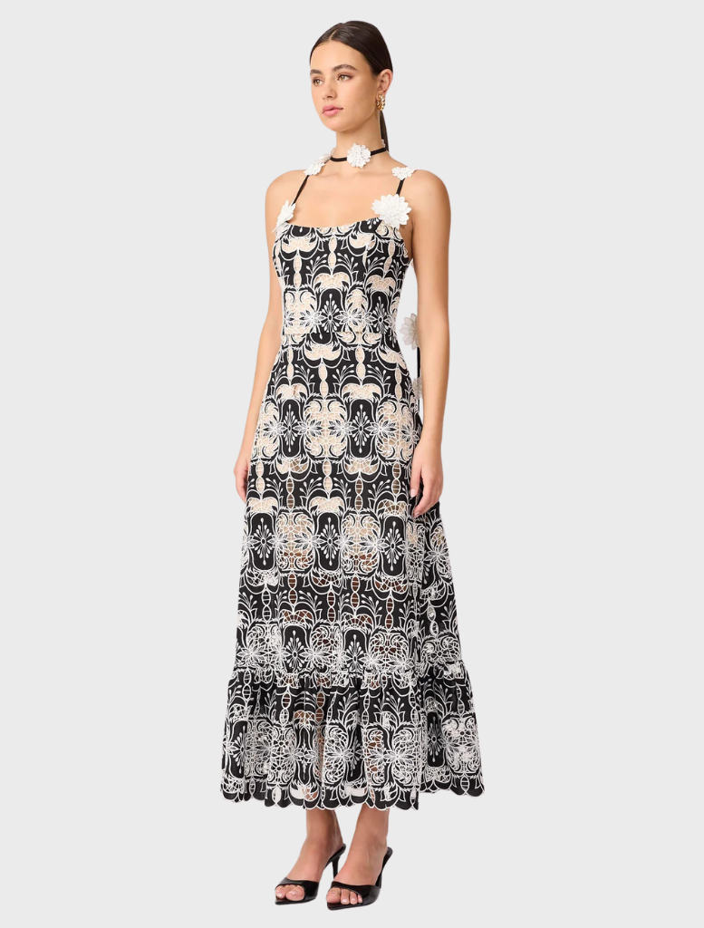 Jolie Midi Dress - Black/White