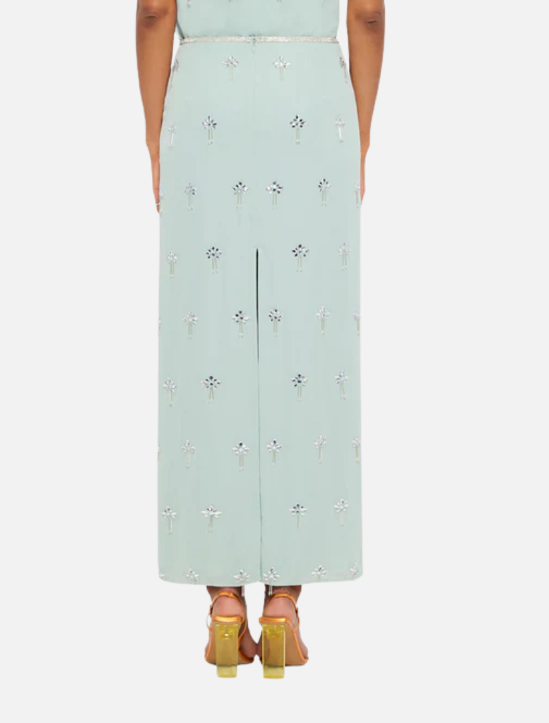 Clémentine Embellished Maxi Skirt - Pistachio