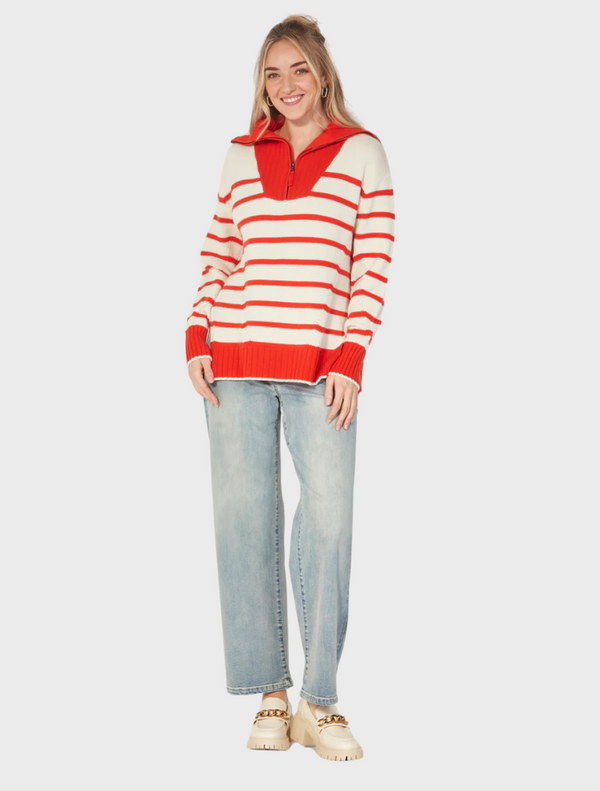 Nevada Sweater - Tangelo Stripe