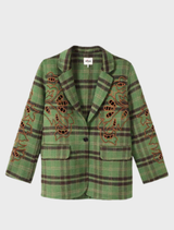 Kinsley Embroidered Wool Jacket - Green
