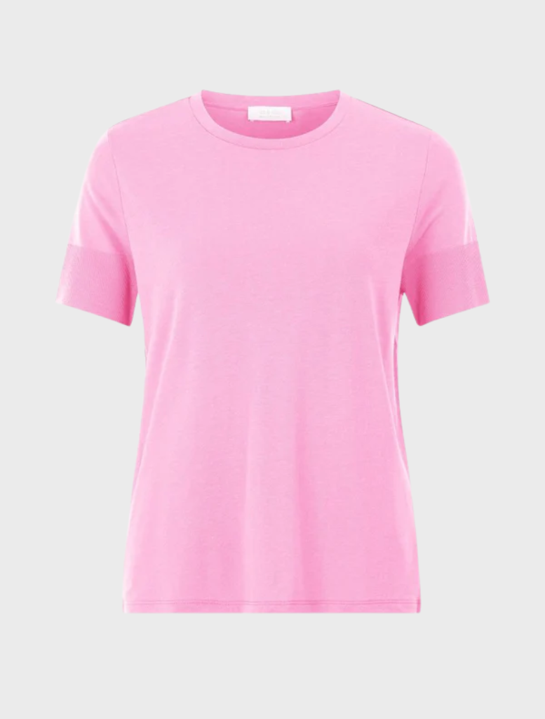 T-shirt With Ribbed Cuffs - Bubblegum Pink