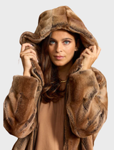 Polki Faux Fur Hooded Coat - Camel