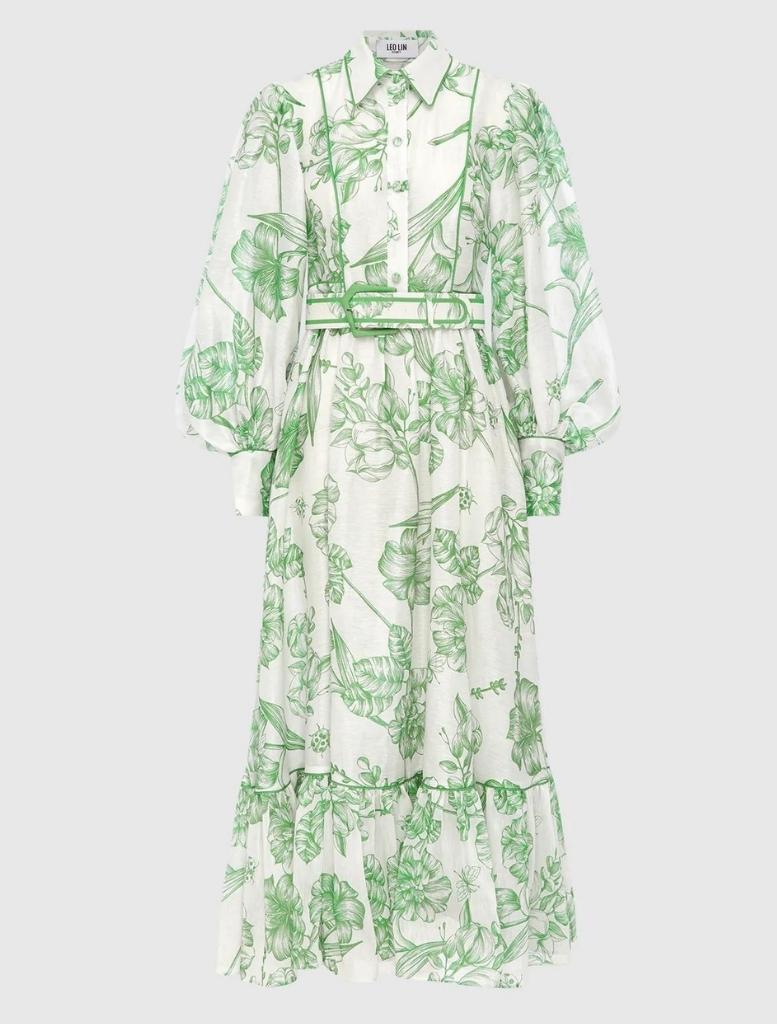 Stephania Midi Dress - Harmony Print in Celadon