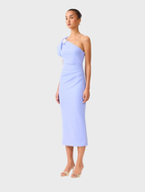 Olenna Puff Sleeve Midi Dress - Blue