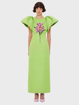 Lucinda Embellished Maxi Dress - Lily Print in Parakeet