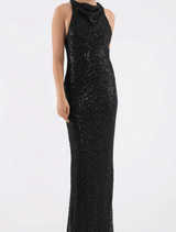 Nixie Halter Gown -Black