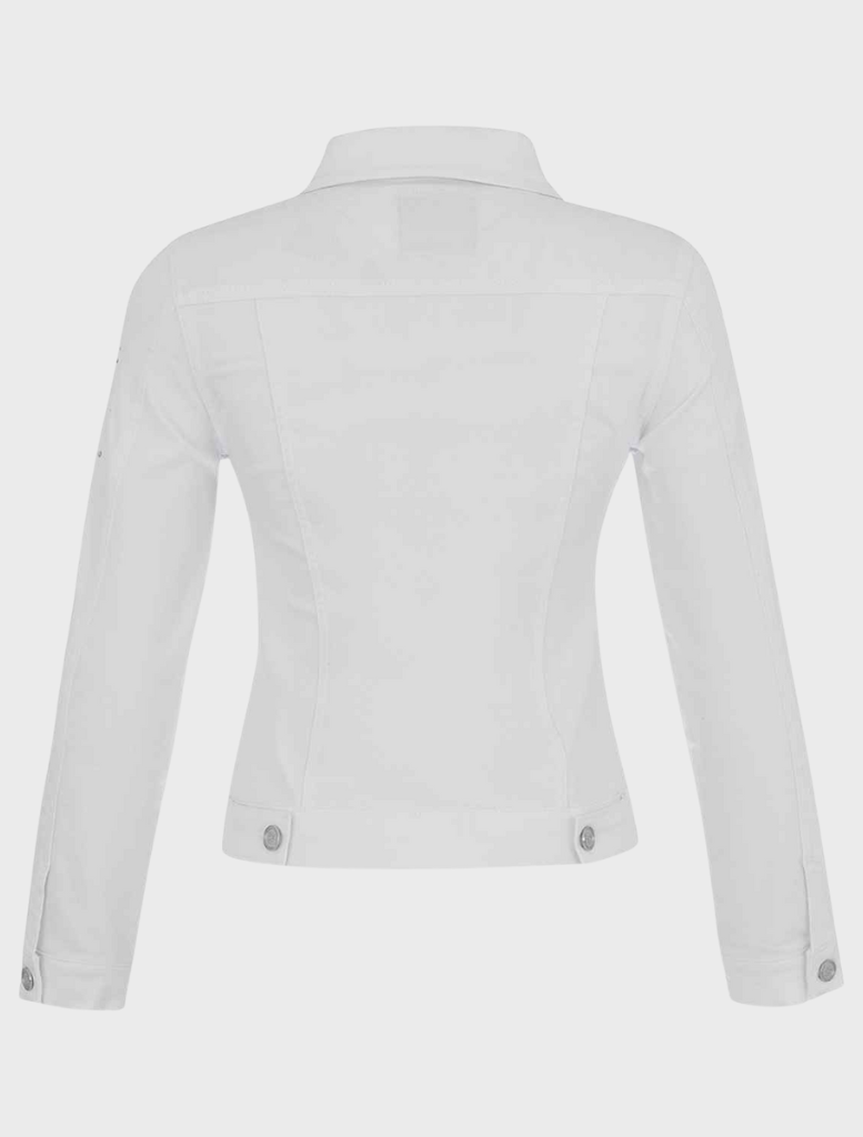 Denim Jacket with Embellishments – White
