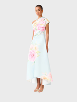 Harper Asymmetrical Gown - Baby Blue Floral