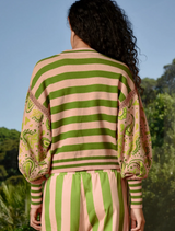 The Main Event  Cardigan - Blush/Green