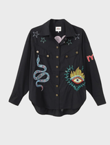 Adelyn Denim Emb Shirt - Black