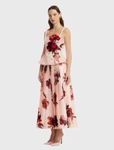 Georgia Embroidered Top - Reverie Print in Nectar
