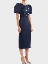 Ayla Short Sleeve Midi Dress - Navy