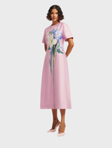 Caroline Short Sleeve Midi Dress -  Pastel Pink