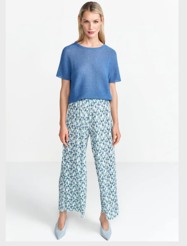 Knitted Shirt With Back Neckline - Palace Blue