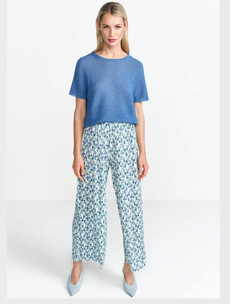 Knitted Shirt With Back Neckline - Palace Blue