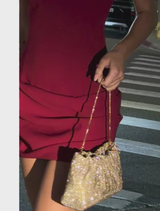 Jessie Crystal Mesh Pouch - Gold
