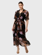 Ceres Sheer Viscose Chiffon Dress - Sunset Orchid