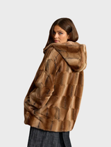 Polki Faux Fur Hooded Coat - Camel