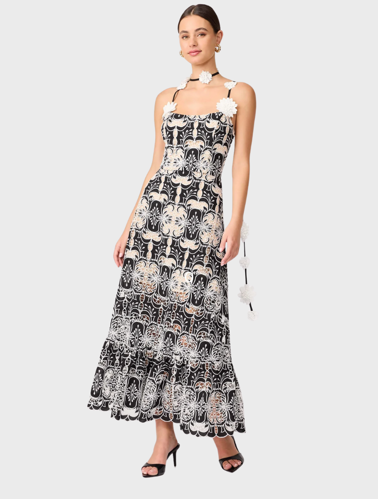 Jolie Midi Dress - Black/White