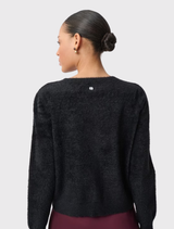 Casual Round Neck Cardigan - Black