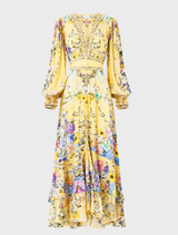 Long Button Front Dress - Darling Buds