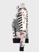 Coral Shards Art Zip Jacket - Red/White 25756