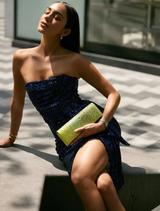 Camille Ombre Hotfix Clutch - Chartreuse