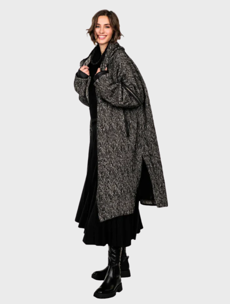 Herringbone Coat - Black Natural
