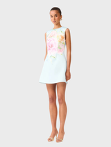Harper Shift Mini Dress - Baby Blue Floral