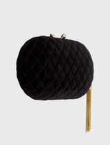 Rikki Quilted Velvet Clutch - Black