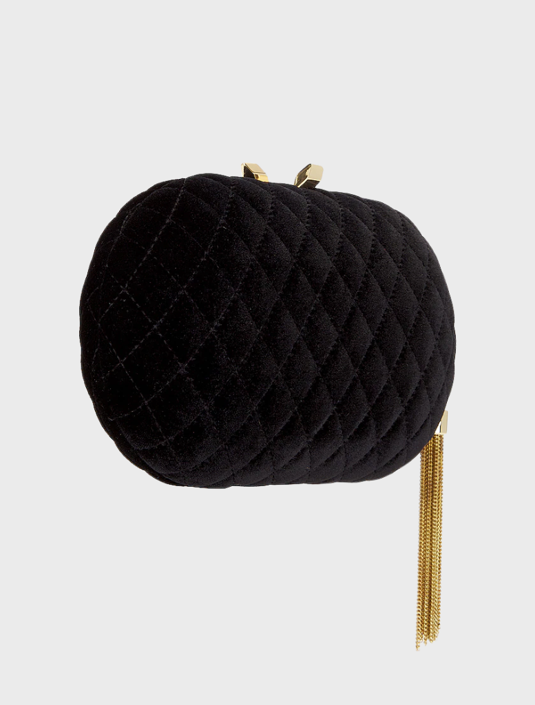 Rikki Quilted Velvet Clutch - Black