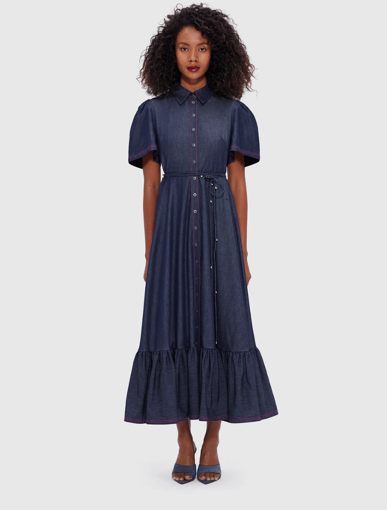 Roberta Denim Midi Dress - Indigo