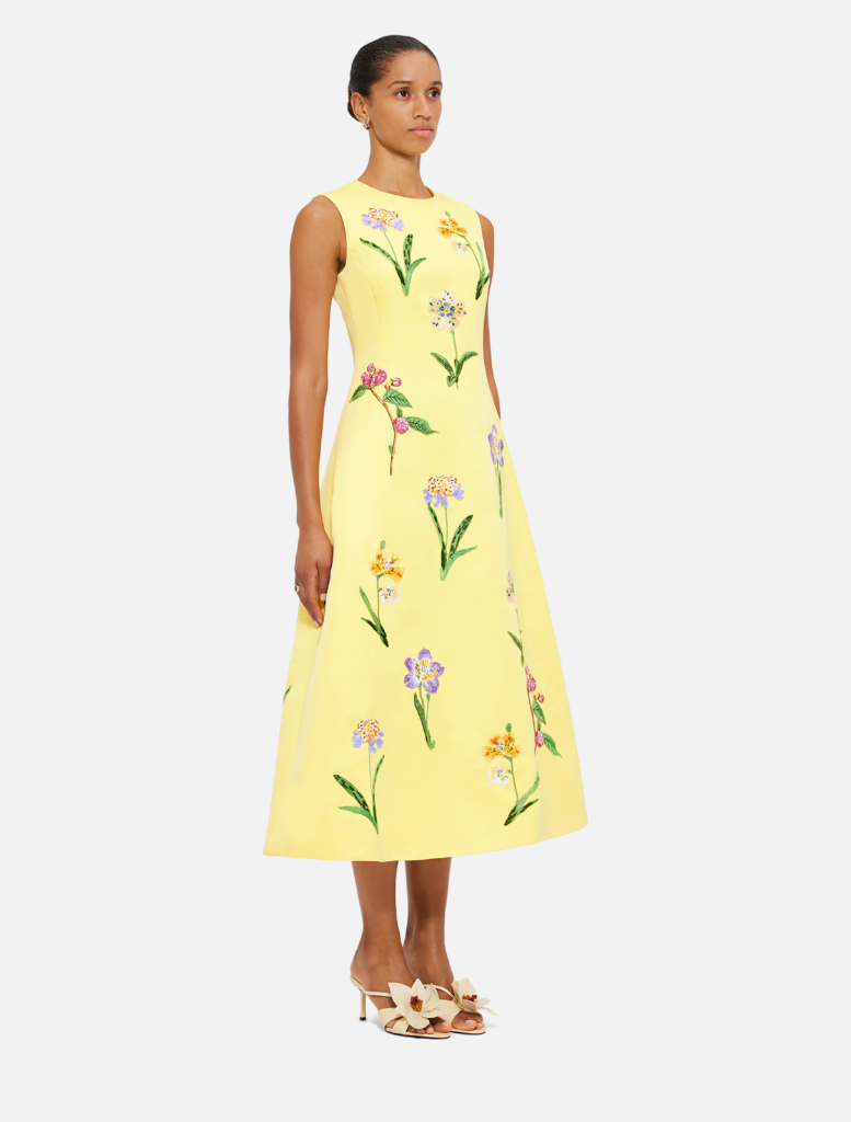 Cleo Midi Dress - Wild Flower In Sorbet Yellow