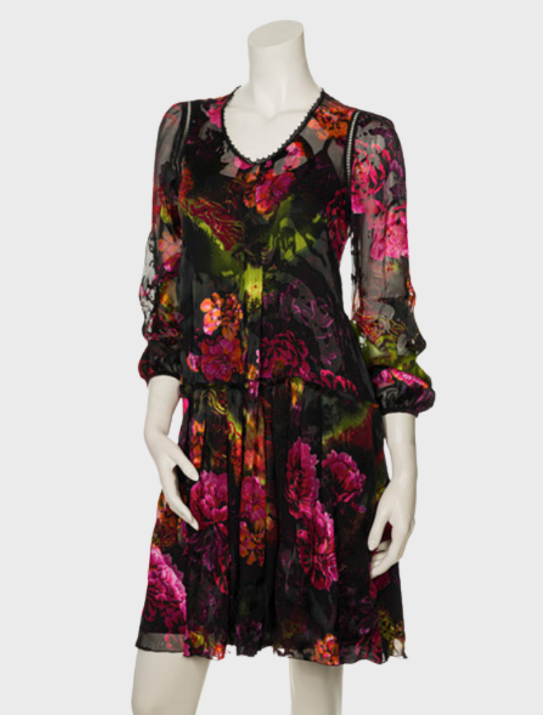 Dress Peony with Underdress - Black/pink