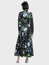 Zara Shirt Midi Dress - Vine Print in Ebony