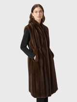 Straight Fit Faux Fur Vest - Brown