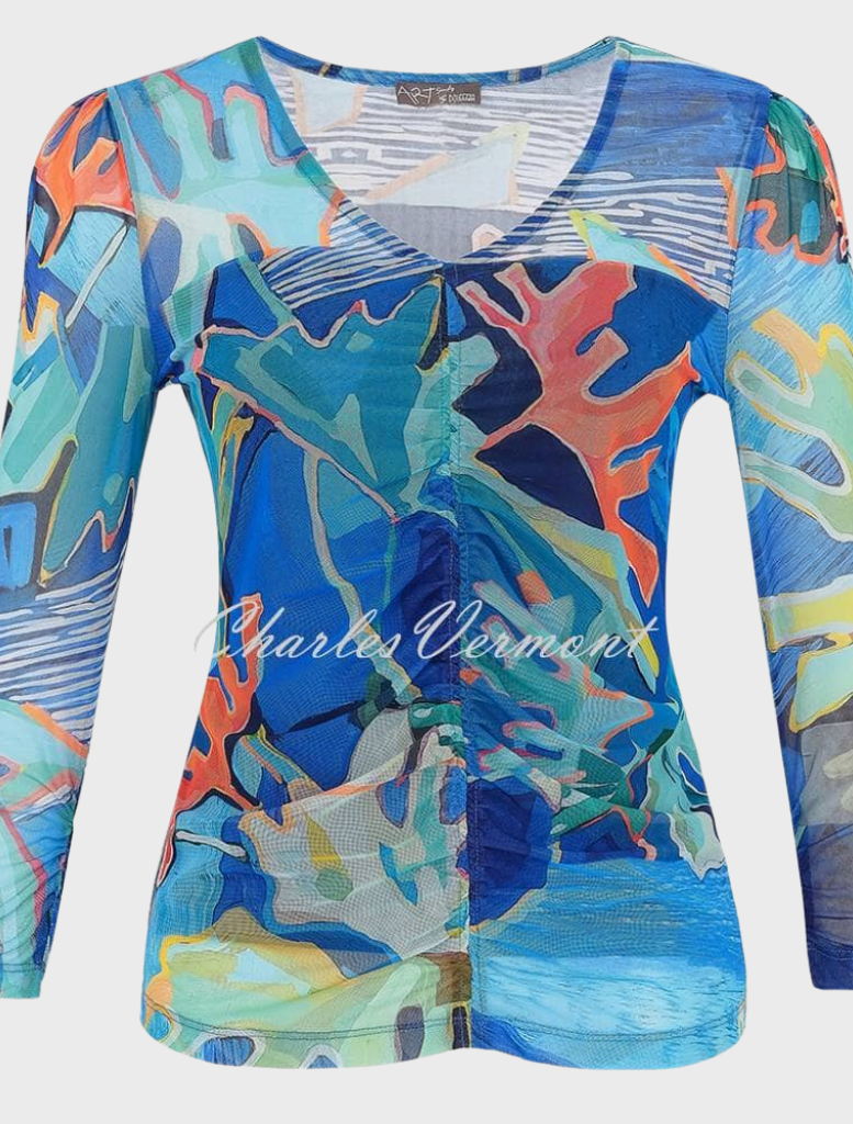 'Palmetto Series' V-Neck Mesh Top - Style 25690