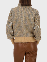 Sequin Cardigan Jacket - Cognac
