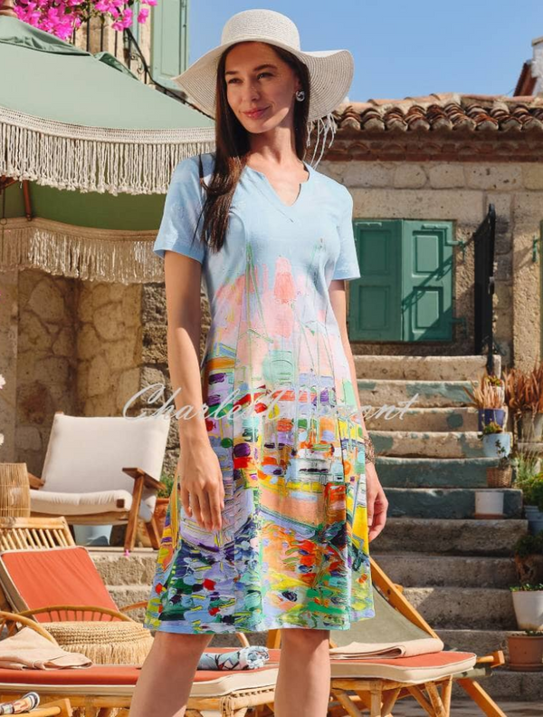 Kings Pier Marina' Dress - Light Blue / Multi