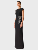Veda Boatneck Sequin Gown - Black