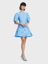 Simona Appliqué Mini Dress - Pastel Blue