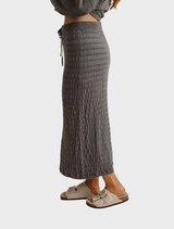 Waves Merino Cotton Pleat Skirt - Ash