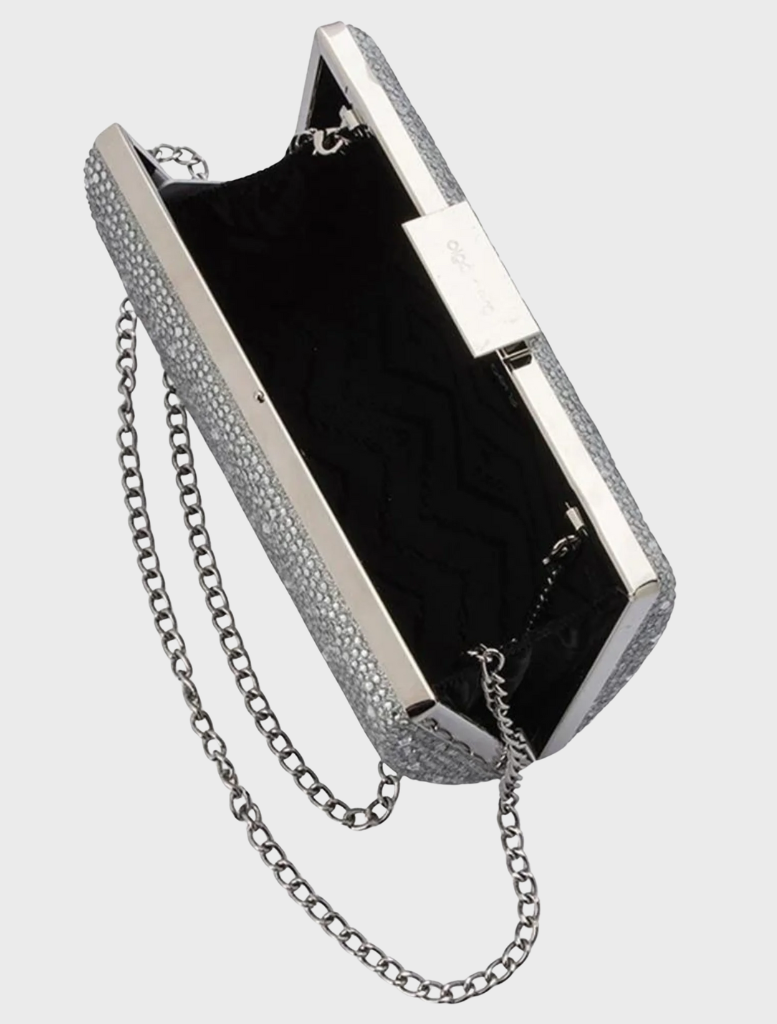 Gabby Metallic Hot Fix Clutch - Silver