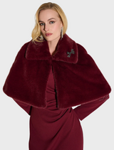 Faux Fur Cape - Merlot