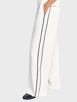Fabric Trousers In Jogger Style  - Pearl White