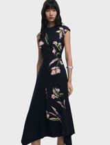 Sleeveless Dress - Black Floral Print