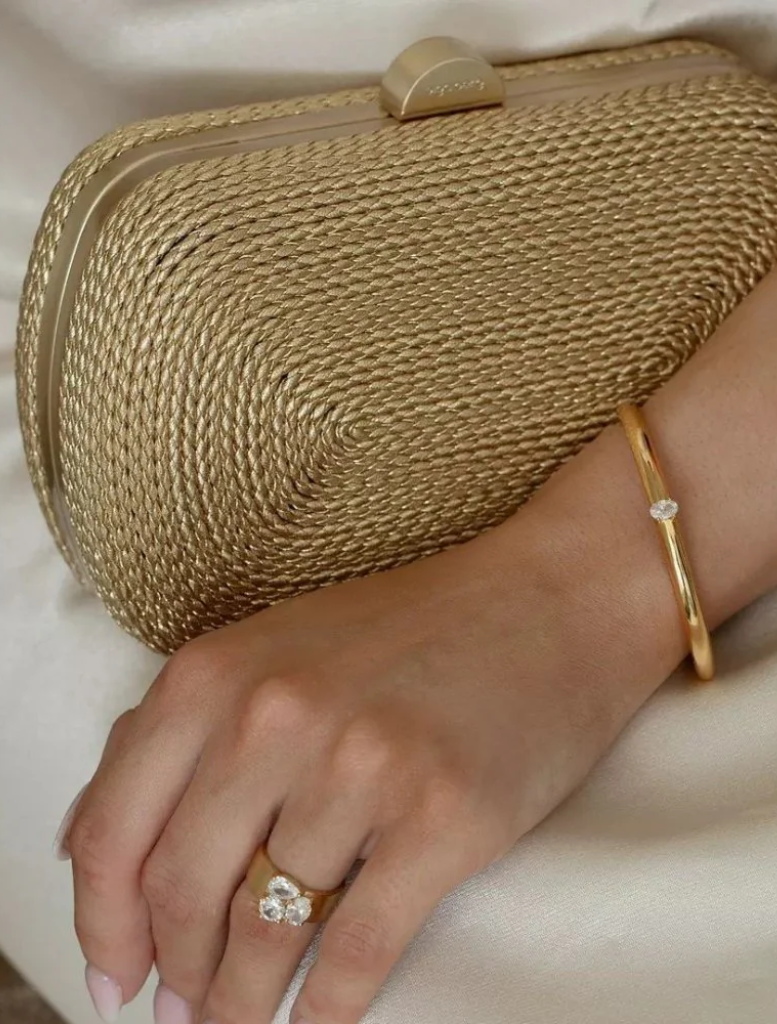 Martina Coiled Rope Clutch - Gold
