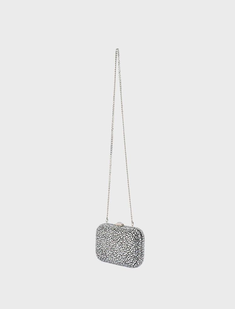 Casey Hot Fix Encrusted Clutch - Black Silver