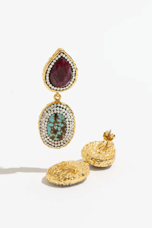 Olivia Earrings – Ruby & Turquoise