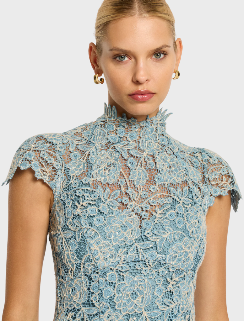 Tiffany Cap Sleeve - Light Blue-Ivory